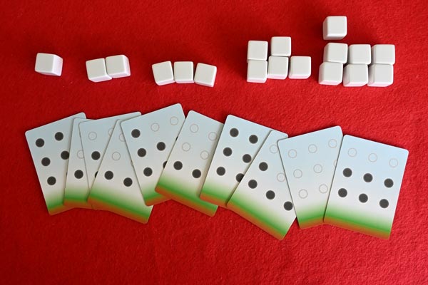 Selection of Usk 'rid Cards' and cubes in corresponding groups