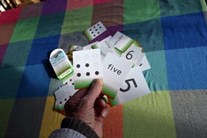 Three cards showing five variations